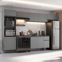 Ver imagem 1 de Armário de Cozinha Completa 340cm Suspensa Cinza Nice Madesa 02