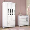 Quarto de Bebê Cômoda e Guarda Roupas Infantil 4 Portas 5 Gavetas Helena Branco Carolina Baby - 6