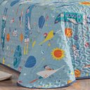 Ver imagem 3 de Kit Colcha Solteiro Infantil Fantasy Dupla Face Microfibra 2 Peças - Astronauta