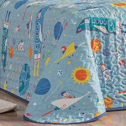 Kit Colcha Solteiro Infantil Fantasy Dupla Face Microfibra 2 Peças - Astronauta - 3