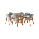 Ver imagem 1 de Mesa Julia 1,6m Freijó Pés Cerejeira Madeira Maciça 6 Cadeiras Kethellen - Cinza Veludo