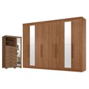 Ver imagem 1 de Guarda Roupa Casal Master New 8 Portas de Bater 4 Gavetas MDP com Espelho e Cômoda Marabá Jatobá