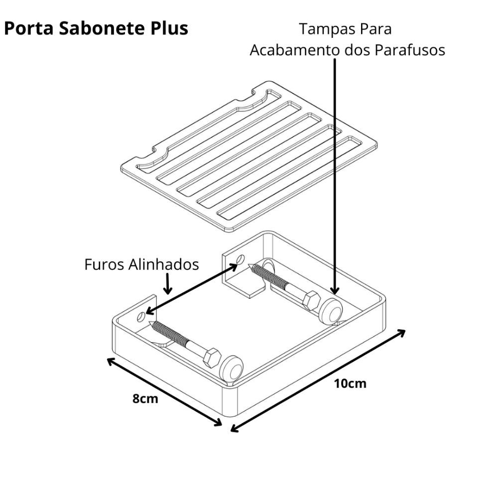 Kit Porta Sabonete e Shampoo Parede Para Banheiro Preto Plus - 4