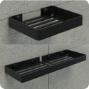 Ver imagem 1 de Kit Porta Sabonete e Shampoo Parede Para Banheiro Preto Plus