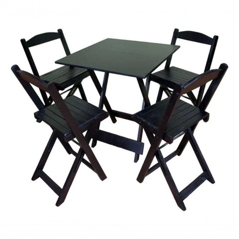 Kit 5 Conjuntos Dobráveis 70x70 5 Mesas 20 Cadeiras Preto