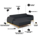 Ver imagem 4 de Sofá 3 Lugares com Chaise Esquerdo Sala de Estar Molino 230cm D02 Linho Chumbo C-465 - Lyam Decor