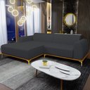Ver imagem 2 de Sofá 3 Lugares com Chaise Esquerdo Sala de Estar Molino 230cm D02 Linho Chumbo C-465 - Lyam Decor