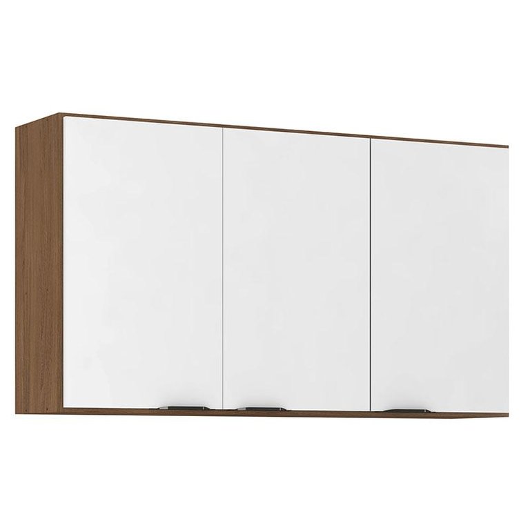 Armário Aéreo para Cozinha Firenze 3 Portas Amêndola Branco - Demóbile