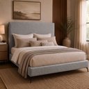 Ver imagem 1 de Cama Japonesa com Cabeceira Almeria Corea King Linho Cinza - Sallar Home