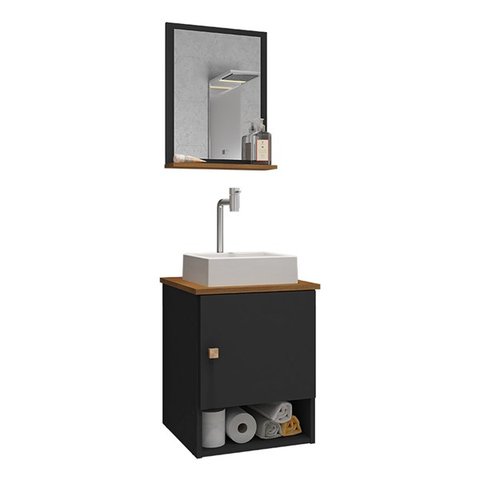 Gabinete Arm Banheiro Lima 1 Porta com Cuba Tulipa Branca