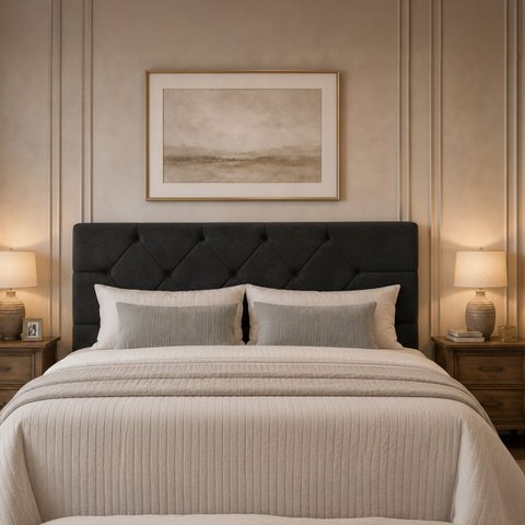 Cabeceira para Cama Casal Queen Estofada 1,58 ,Mts Zoe Vilajo: Suede Preto