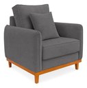 Ver imagem 5 de Kit 3 Poltronas Belga Estofada com Base de Madeira Boucle Cinza Bz Home Decor