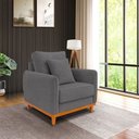 Ver imagem 2 de Kit 3 Poltronas Belga Estofada com Base de Madeira Boucle Cinza Bz Home Decor