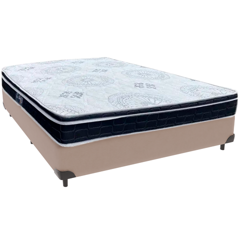 Cama Box Bege e Colchão Orthosono D33 com Pillow Top Viúvo Anjos