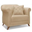 Ver imagem 7 de Kit 2 Poltronas e Sofá 2 Lugares 1,80m Dourado Pés Castanho