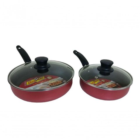 Kit 2 Frigideiras Antiaderente com Tampa de Vidro 22 e 18cm