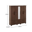 Ver imagem 6 de Kit Quarto Casal Ouro 5 Portas Cama Cômoda 2 Mesas de Cabeceira Pinus Café Finestra Móveis