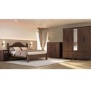 Ver imagem 1 de Kit Quarto Casal Ouro 5 Portas Cama Cômoda 2 Mesas de Cabeceira Pinus Café Finestra Móveis