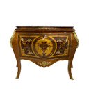 Ver imagem 1 de Cômoda Clássica Bombê de Marchetaria com 2 Gavetas com Tampo de Mármore 86x50x112cm