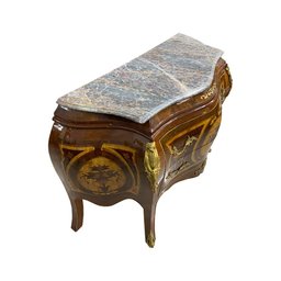Cômoda Clássica Bombê de Marchetaria com 2 Gavetas com Tampo de Mármore 86x50x112cm - 4