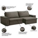 Ver imagem 3 de Sofá Retrátil Reclinável 3 Lugares 245cm Baluart F05 Veludo Castor - Mpozenato
