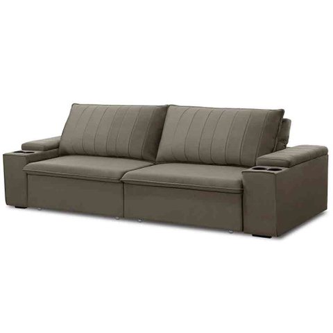 Sofá Retrátil Reclinável 3 Lugares 245cm Baluart F05 Veludo Castor - Mpozenato