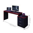Ver imagem 4 de Mesa para Computador Retangular Villa do Cedro Gamer Vijay Moderno 3 MDF-MDP 178cm Preto Vermelho
