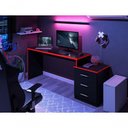 Ver imagem 2 de Mesa para Computador Retangular Villa do Cedro Gamer Vijay Moderno 3 MDF-MDP 178cm Preto Vermelho