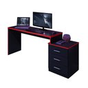 Ver imagem 3 de Mesa para Computador Retangular Villa do Cedro Gamer Vijay Moderno 3 MDF-MDP 178cm Preto Vermelho