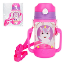 Ver imagem 1 de Garrafa Água Infantil 400ml Alças e Canudo Silicone Rosa