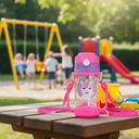 Ver imagem 2 de Garrafa Água Infantil 400ml Alças e Canudo Silicone Rosa