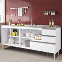 Ver imagem 4 de Balcão para Pia de 2,00 Mt Maceió com Gavetão Branco Puxador Aluminio