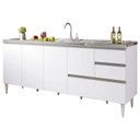 Ver imagem 1 de Balcão para Pia de 2,00 Mt Maceió com Gavetão Branco Puxador Aluminio