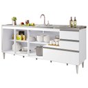 Ver imagem 2 de Balcão para Pia de 2,00 Mt Maceió com Gavetão Branco Puxador Aluminio