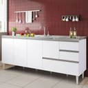 Ver imagem 5 de Balcão para Pia de 2,00 Mt Maceió com Gavetão Branco Puxador Aluminio