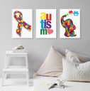 Ver imagem 2 de Kit 3 Quadros Infantis Autismo 24x18cm - com Vidro:madeira Preta