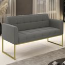 Ver imagem 2 de Sofá Namoradeira Base Industrial Dourado Ana Suede Grafite - Ibiza
