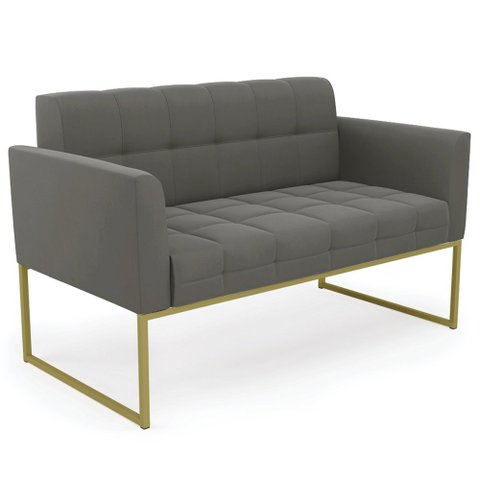 Sofá Namoradeira Base Industrial Dourado Ana Suede Grafite - Ibiza