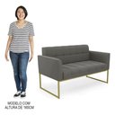 Ver imagem 5 de Sofá Namoradeira Base Industrial Dourado Ana Suede Grafite - Ibiza