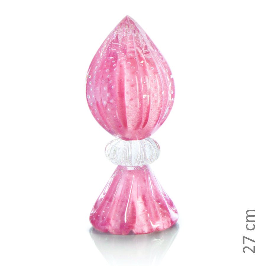 Vaso Pinha Com Base Em Cristal Murano Rosa - São Marcos 27Cm - 2