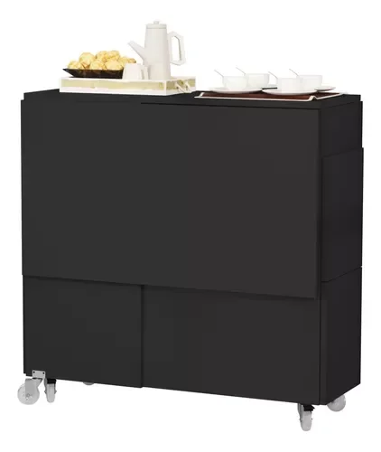 Mesa De Jantar Jade Dobravél Apartamento Lazer 120 Cm -100% MDF -Multifuncional - Preto - 3