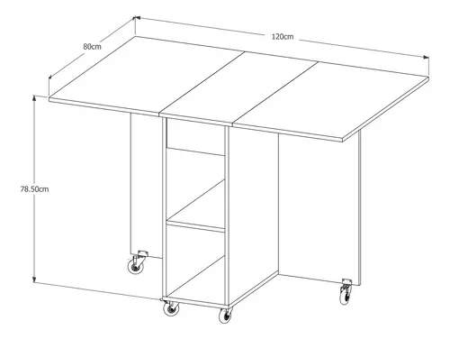 Mesa De Jantar Jade Dobravél Apartamento Lazer 120 Cm -100% MDF -Multifuncional - Preto - 5