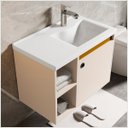 Ver imagem 4 de Conjunto Gabinete com Espelheira e Cuba para Banheiro Adonis 60cm Pérola com Nature - Ofertamo