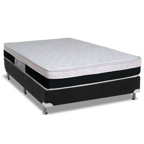 Cama Box Casal: Colchão Molas Ensacadas Luckspuma MasterPocket Roma + Base CRC Suede Black(138x188