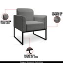 Ver imagem 7 de Conjunto Namoradeira e Poltrona Decorativa Isabella Base Industrial Linho Grafite/Preto - Gran Belo