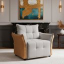 Ver imagem 1 de Cadeira Decorativa Poltrona Boston para Sala Bouclé e Corino:cinza Claro