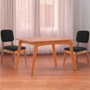 Ver imagem 2 de Mesa de Jantar com 2 Cadeiras Ravi Nature Linho Preto Base de Madeira