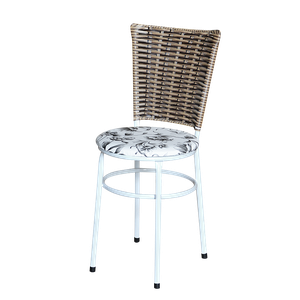 Conjunto 4 Cadeiras Branca para Cozinha Hawai Cappuccino com Assento Estampado:floral Branco