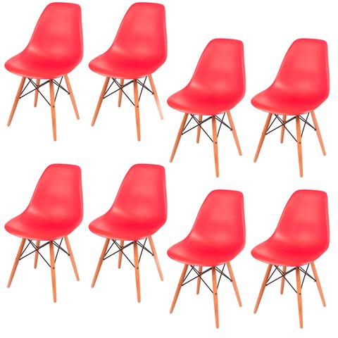 Kit 8 Cadeiras Eames Eifell 130pp Cor:vermelho