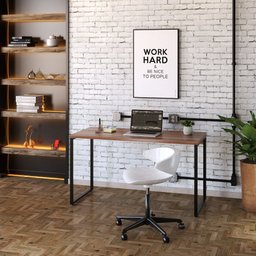 Mesa para Computador Office Estilo Industrial 1,35m Kuadra Nogal - 2